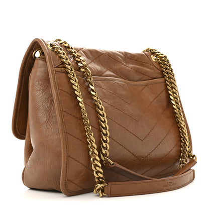 Saint Laurent Crinkled Calfskin Matelasse Monogram Medium Niki Chain Satchel Caramel 3 of 17