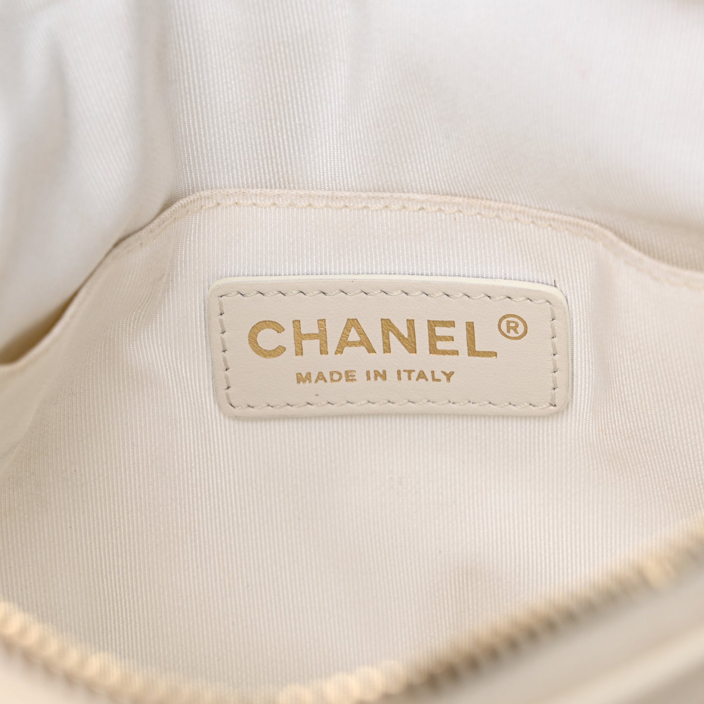 Aged Calfskin Quilted Waist Bag With Coin Purse White