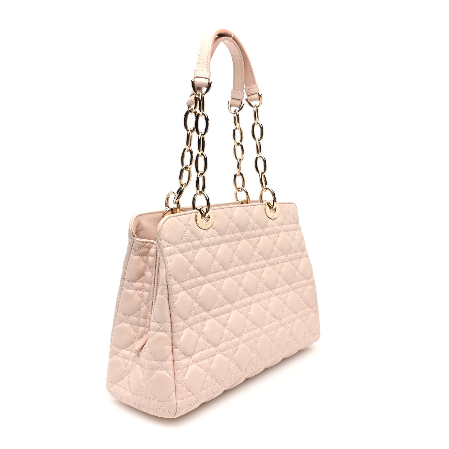 Christian Dior Lambskin Cannage Small Dior Soft Zipped Shopping Tote Light Pink 3 of 13