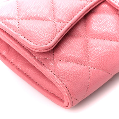 Chanel Caviar Quilted Large Gusset Flap Wallet Pink 10 of 11