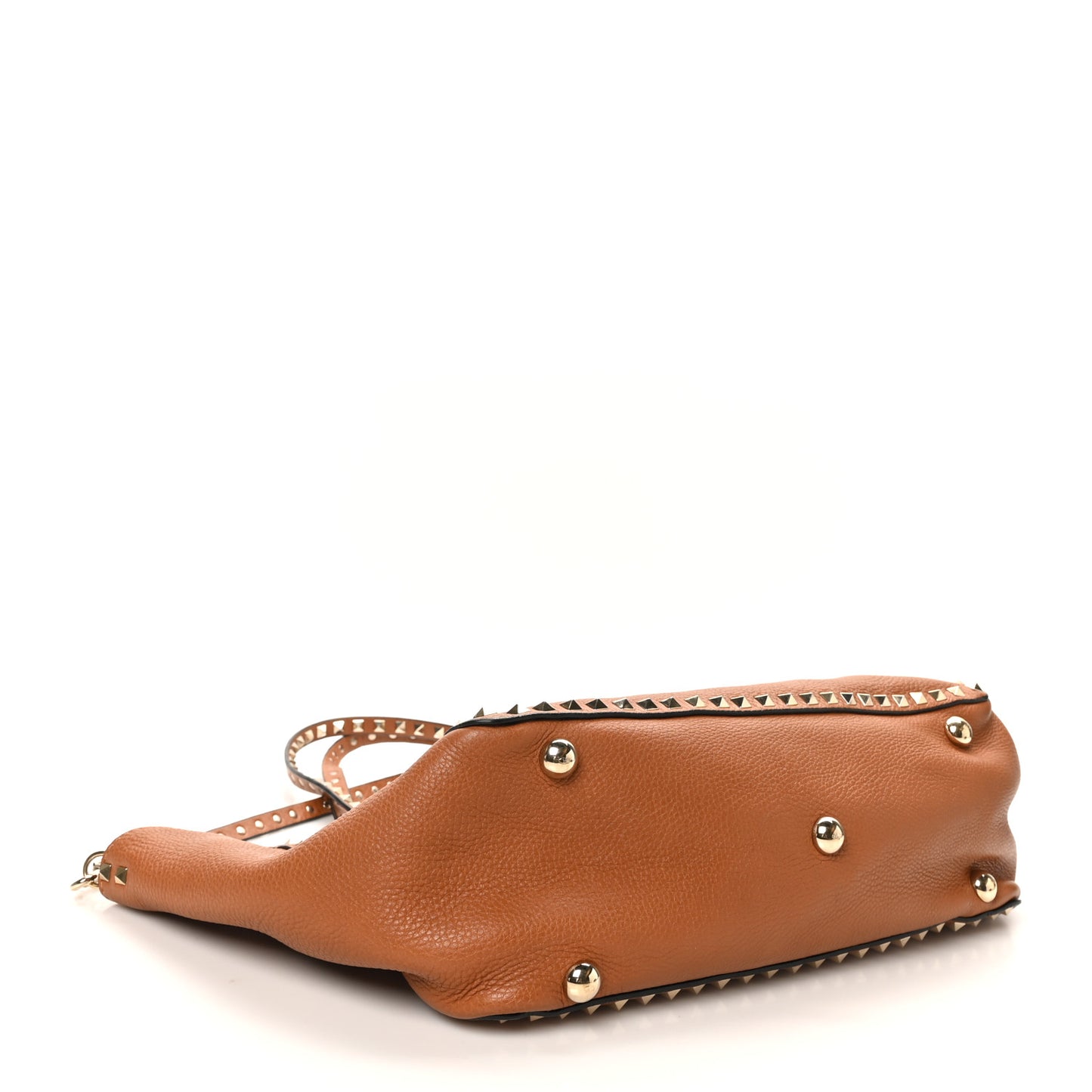 Pebbled Calfskin Medium Rockstud Tote  Light Cuir