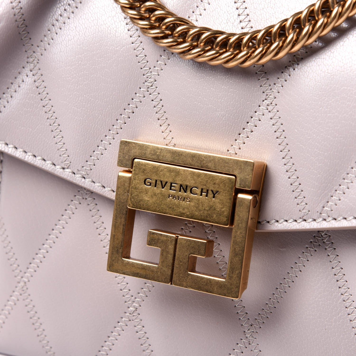 Givenchy Goatskin Quilted Small GV3 Shoulder Bag Natural 8 of 11