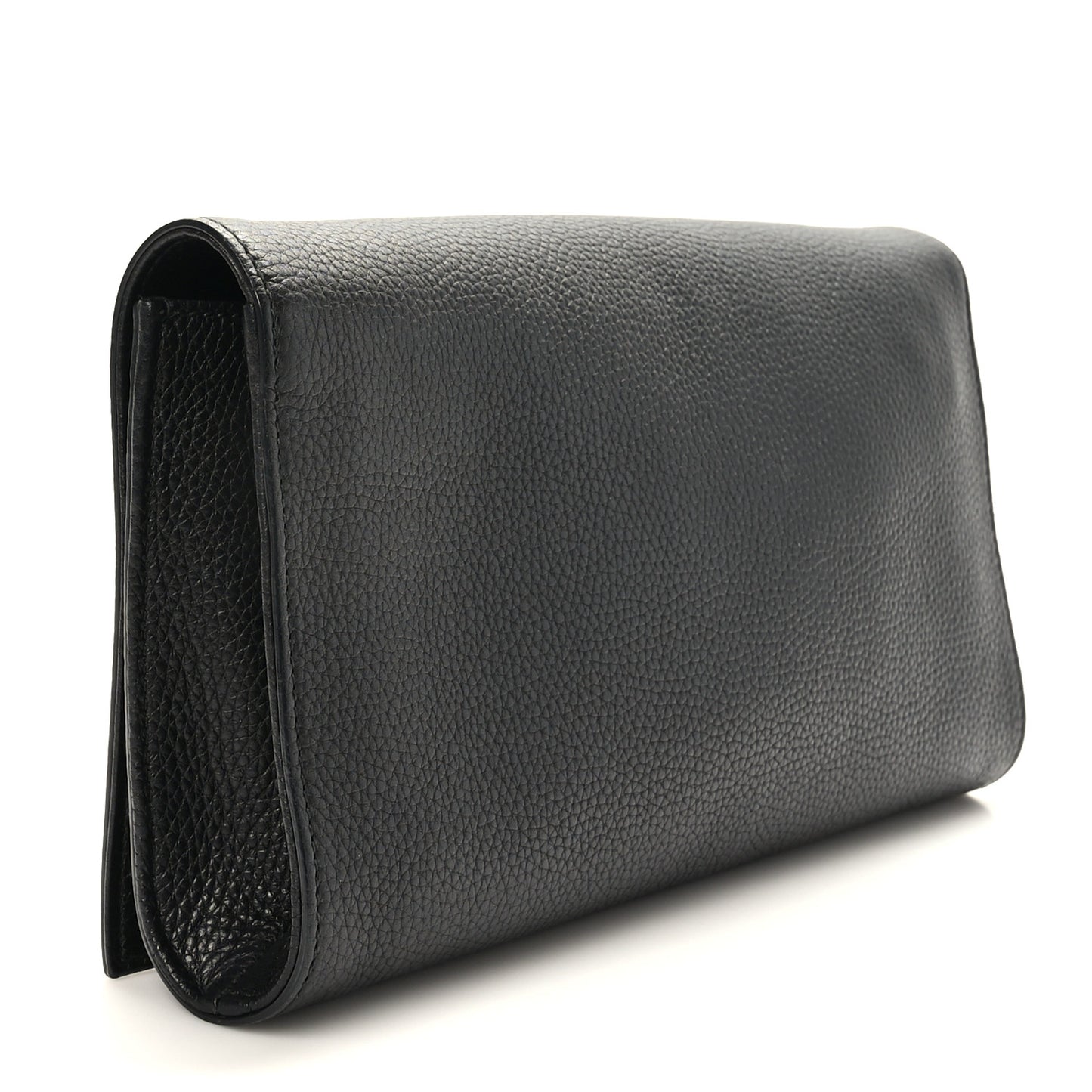 Pebbled Calfskin Medium Soho Clutch Black