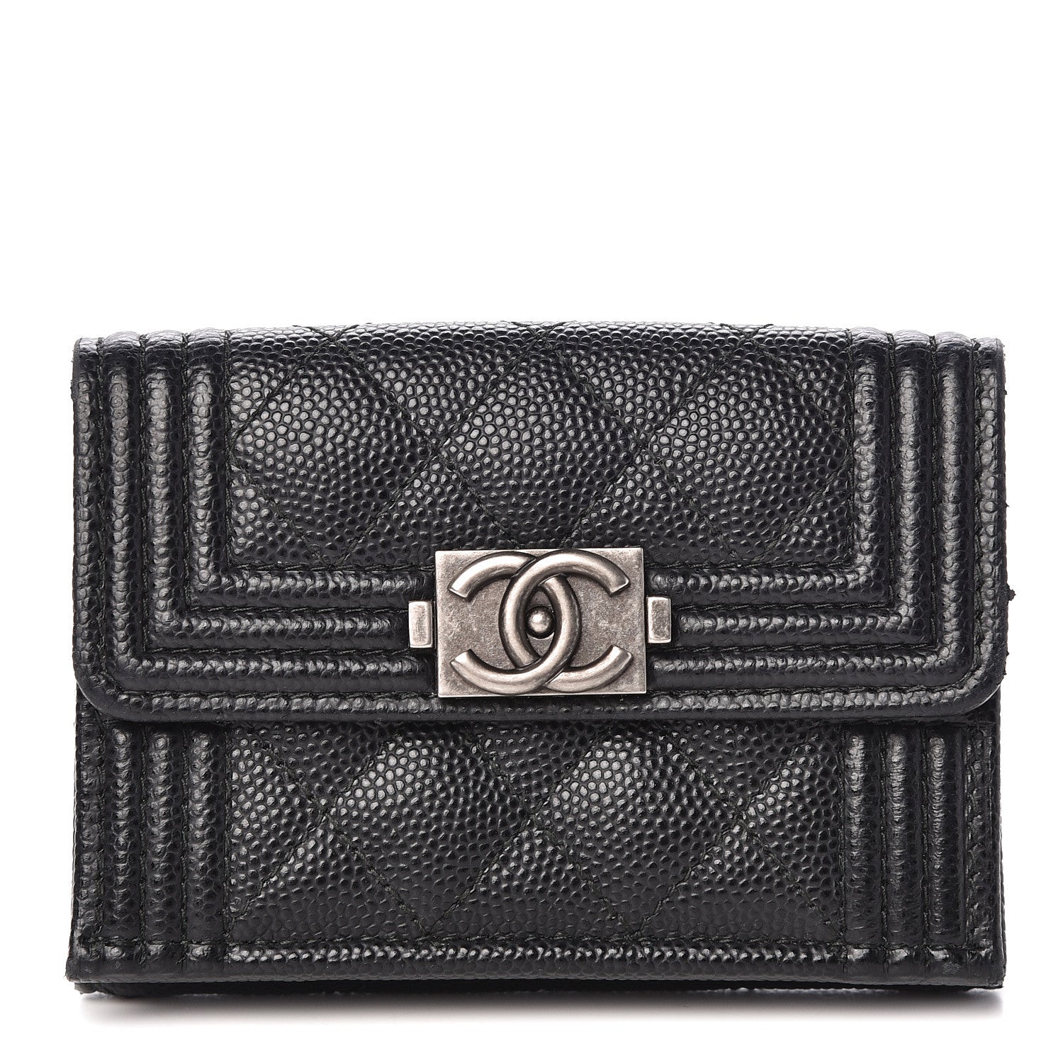 Chanel Caviar Quilted Small Boy Flap Wallet Black 1 of 12