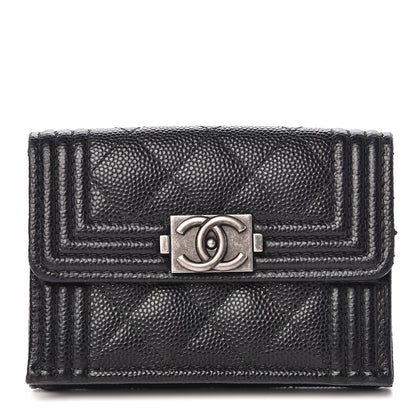 Chanel Caviar Quilted Small Boy Flap Wallet Black 1 of 12