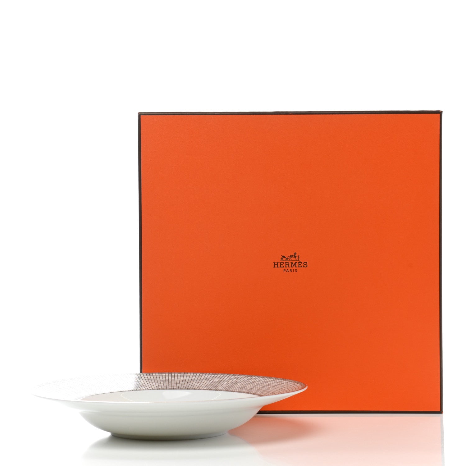 Hermes Porcelain Mosaique Au 24 Soup Bowl Platine 6 of 6