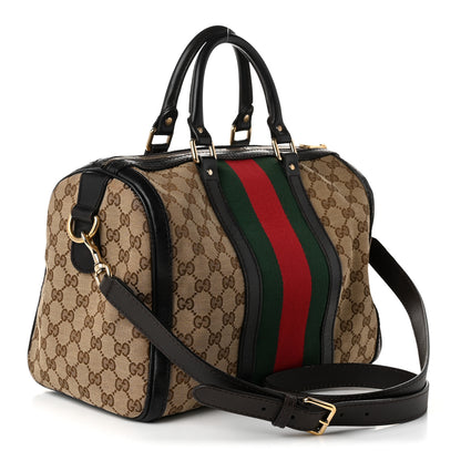 Gucci Monogram Vintage Web Medium Boston Dark Brown 3 of 10