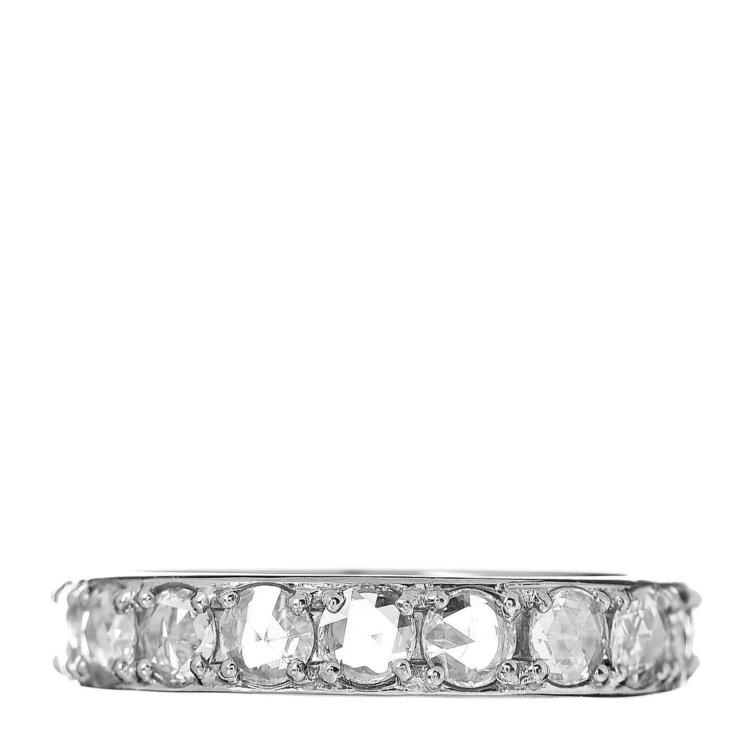 18K White Gold Diamond Metro Rose Cut Eternity Band Ring 52 6