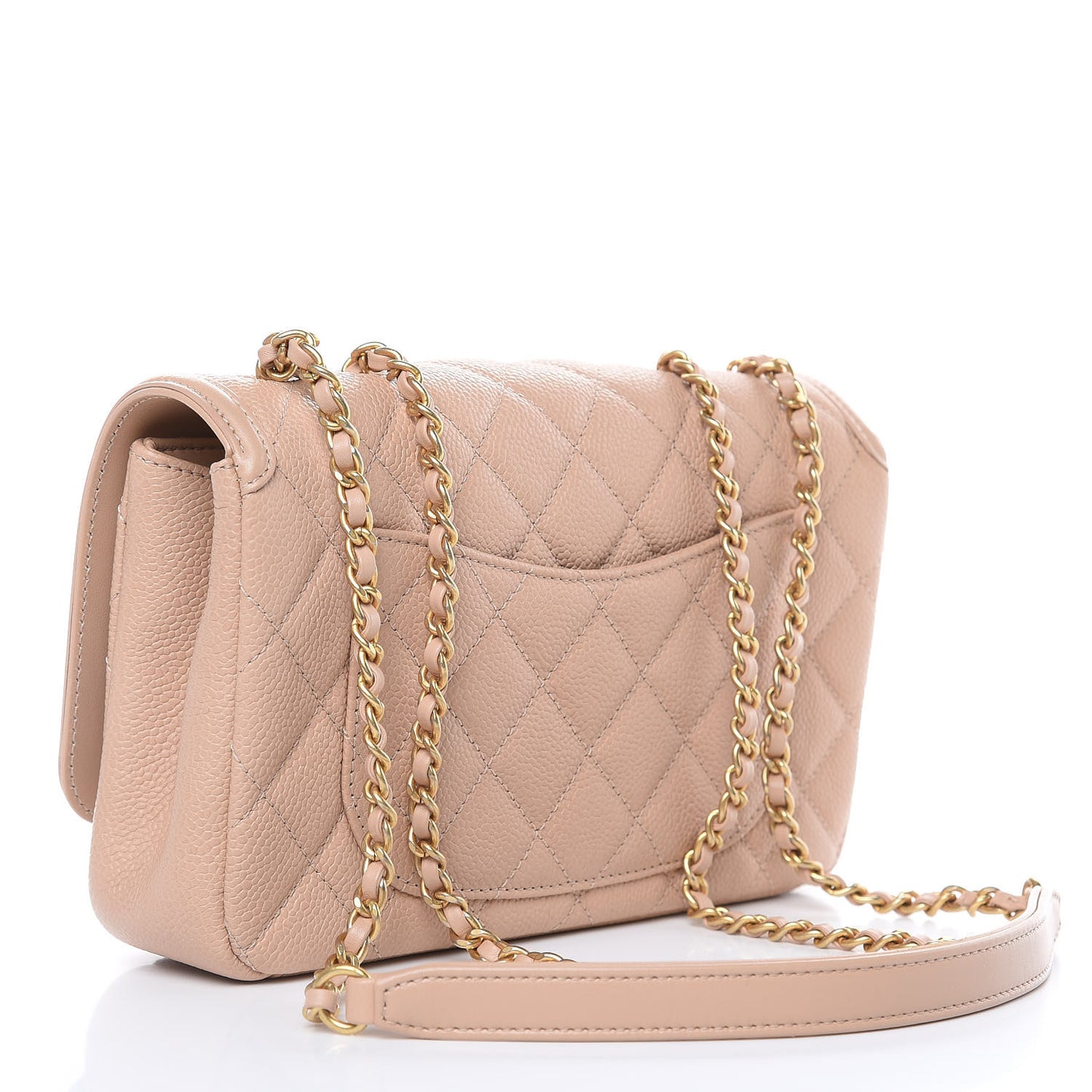 Caviar Quilted Small CC Filigree Flap Beige