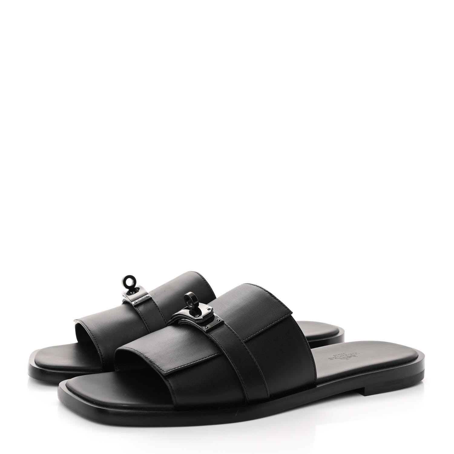 Hermes Calfskin Mens Gabriel Sandals 42 So Black 3 of 10