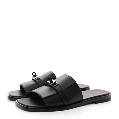 Hermes Calfskin Mens Gabriel Sandals 42 So Black 3 of 10