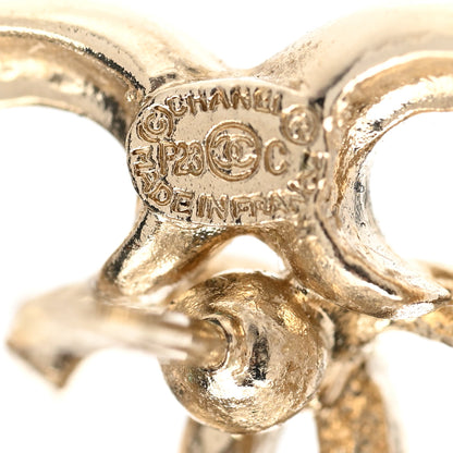 Chanel Metal Crystal CC Logo Heart Earrings Gold 4 of 5