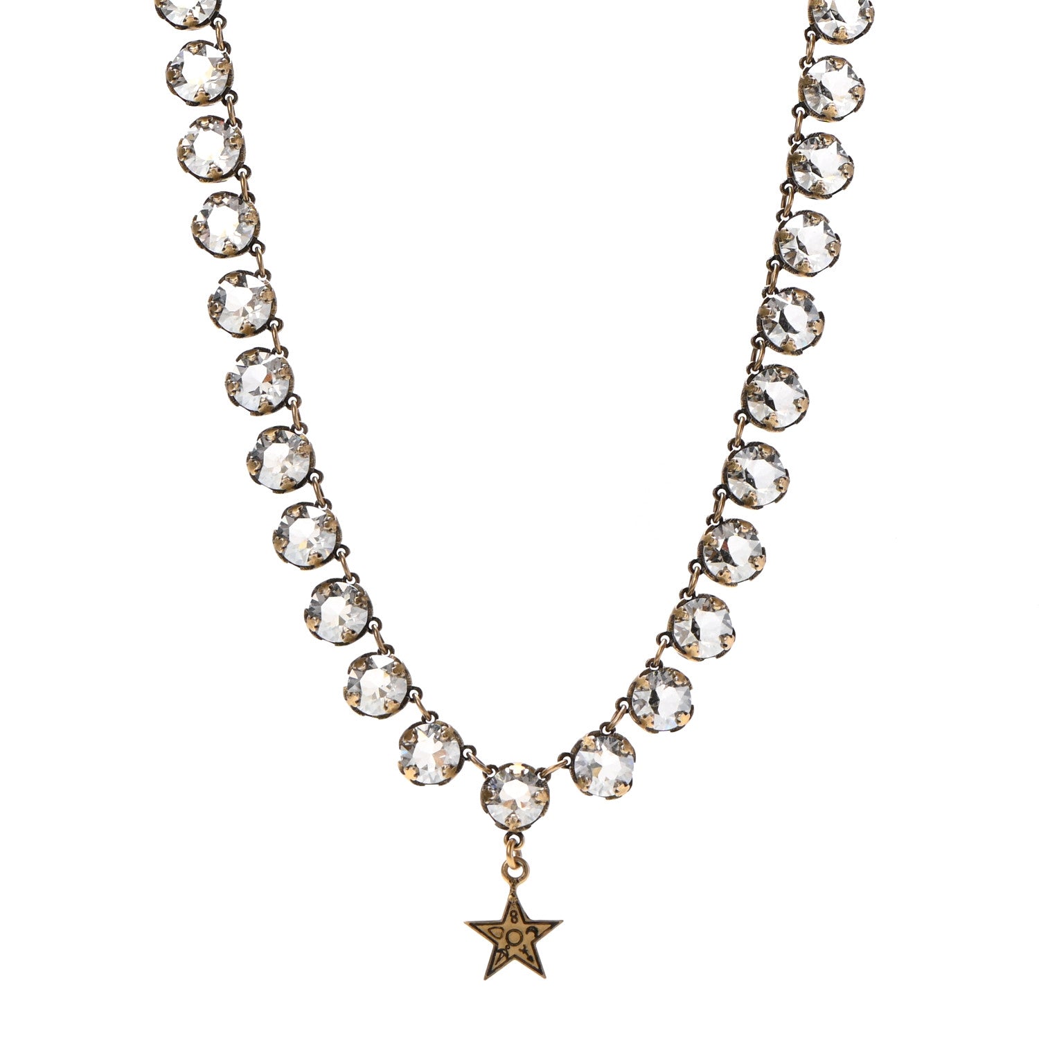 Christian Dior Crystal Star Necklace Gold 1 of 6