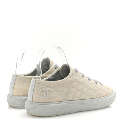 Chanel Denim Quilted Sneakers 39.5 Light Blue 5 of 10