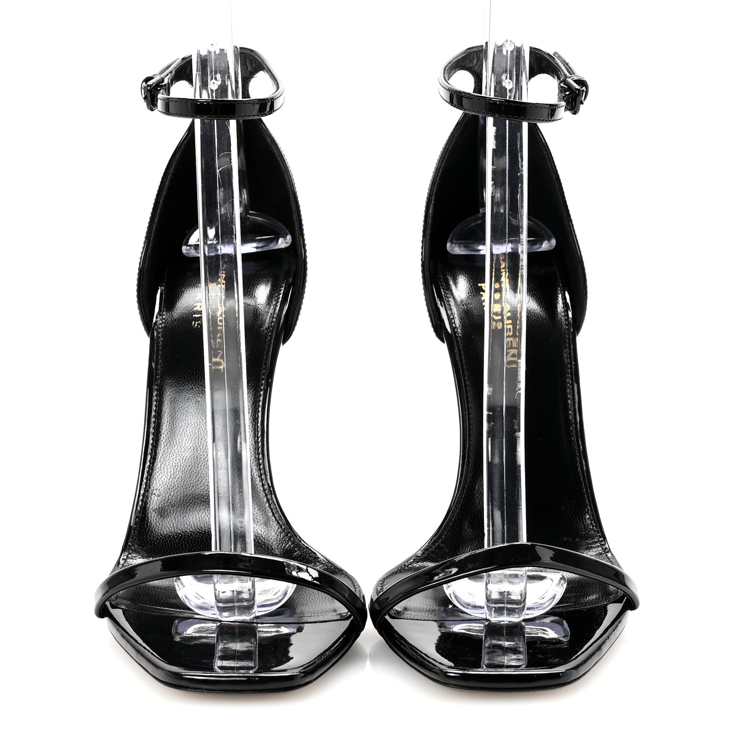 Saint Laurent Patent Calfskin Opyum 110 Sandals 38 Black 3 of 9