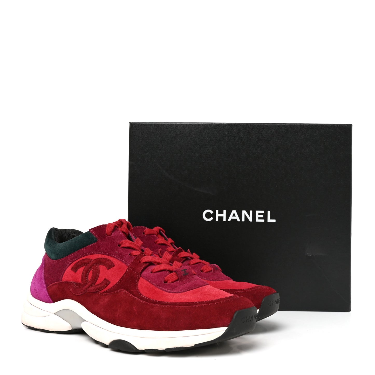 Suede Calfskin CC Sneakers 40 Burgundy Red