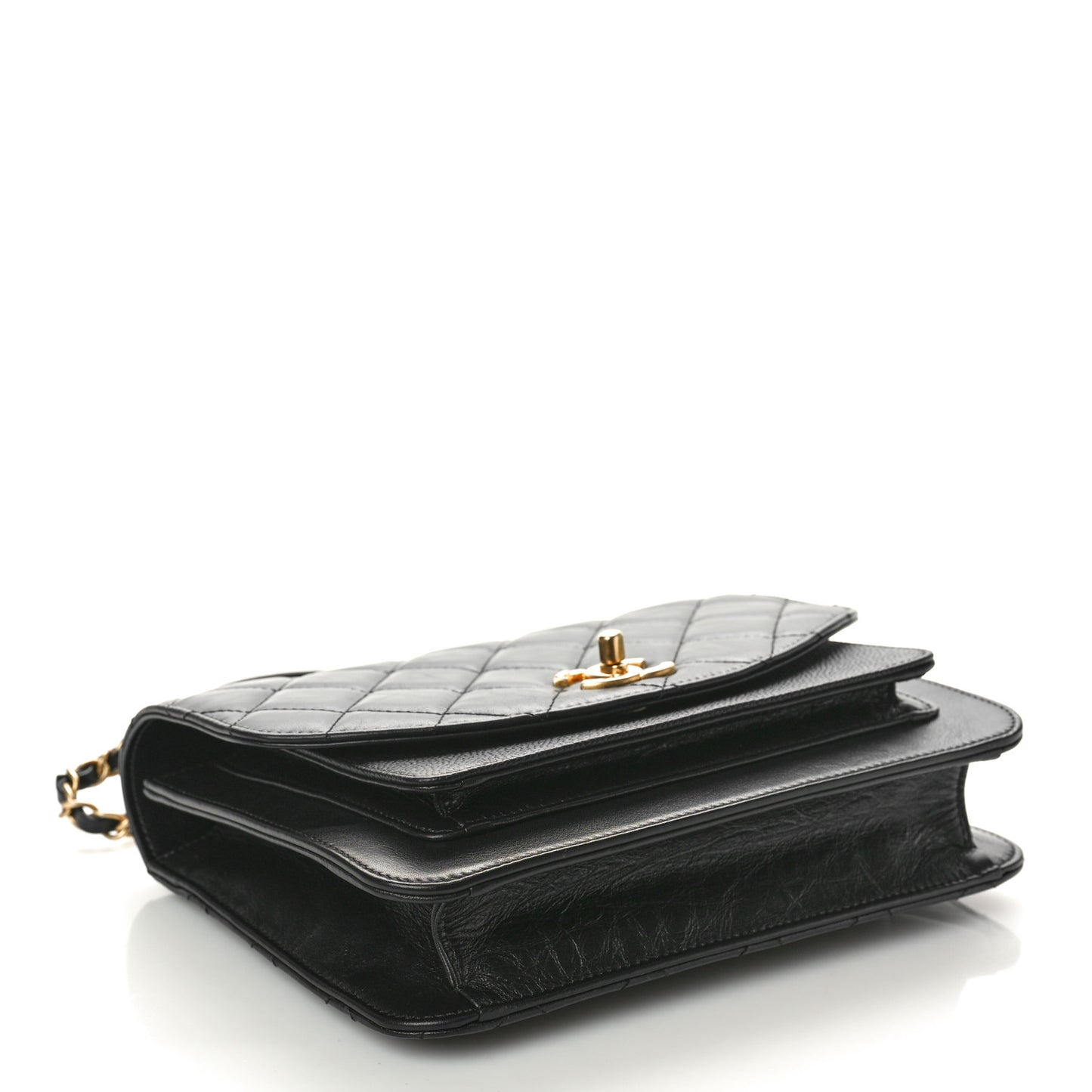 Calfskin Caviar Quilted Chain Handle Flap Black