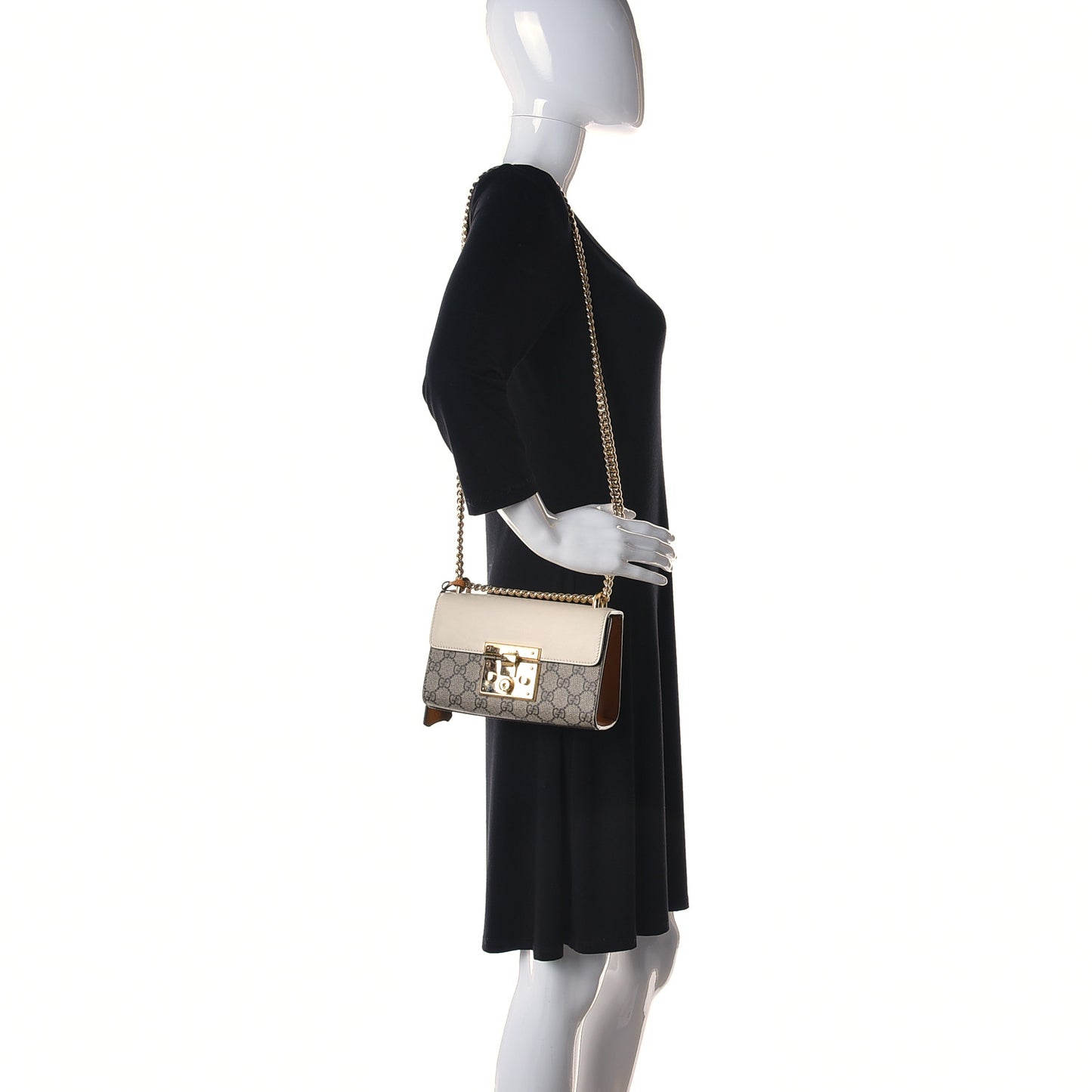 GG Supreme Monogram Calfskin Small Padlock Shoulder Bag Beige Mystic White Sun Oil