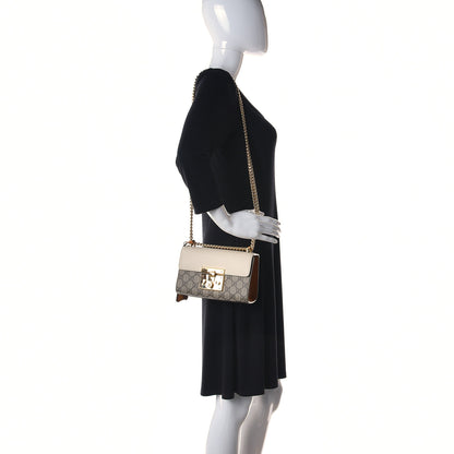 Gucci GG Supreme Monogram Calfskin Small Padlock Shoulder Bag Beige Mystic White Sun Oil 2 of 11