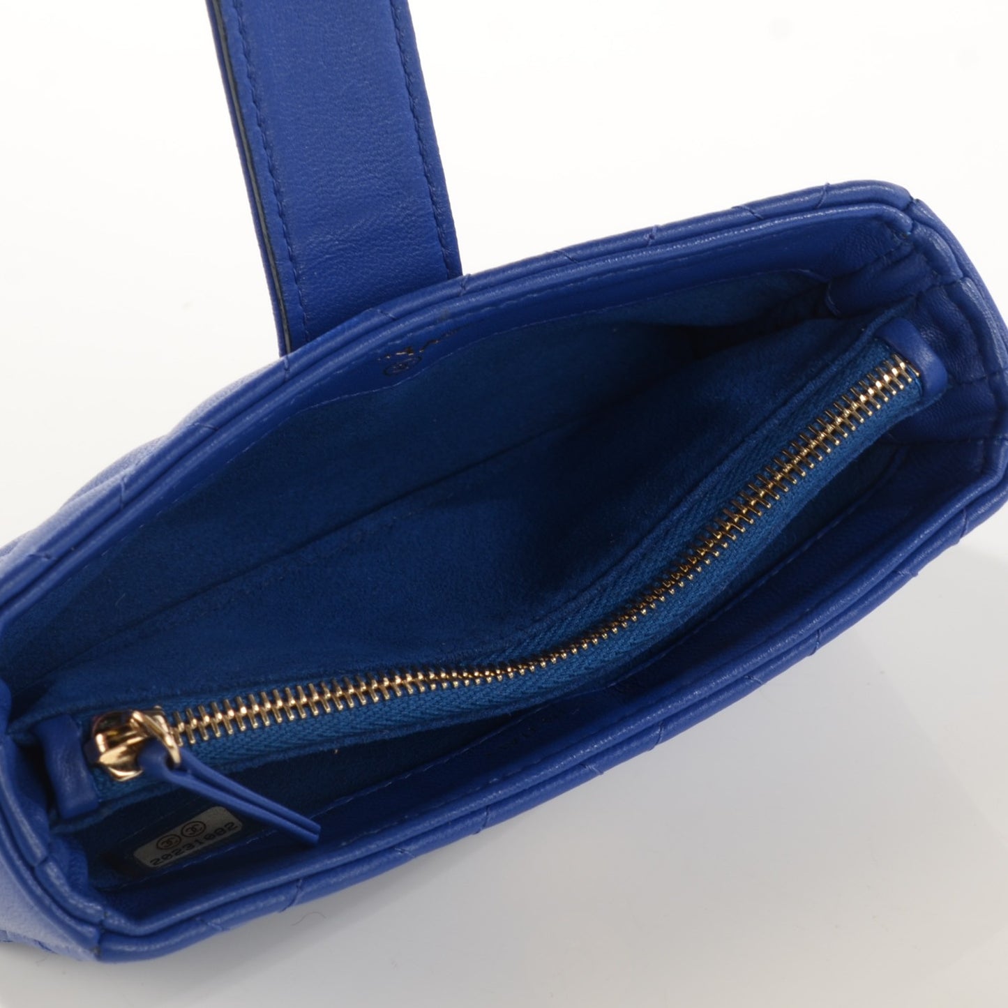 Lambskin Quilted Mini Phone Holder Clutch Dark Blue
