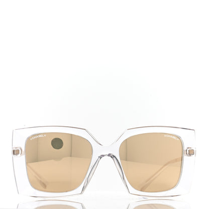 Chanel 18K White Gold Mirror Square Sunglasses 6051 Gold 2 of 7