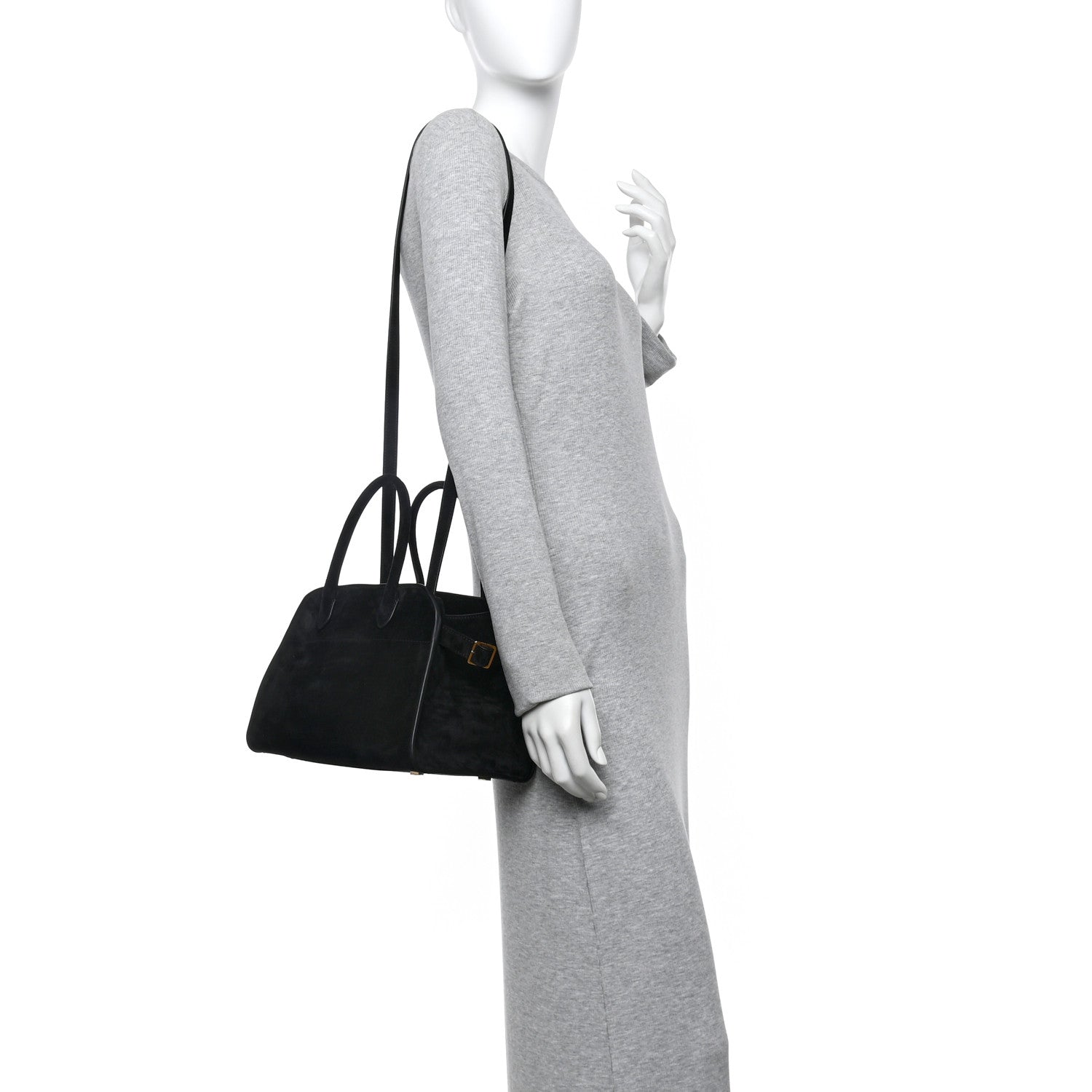 The Row Suede Soft Margaux 10 Bag Black 2 of 9