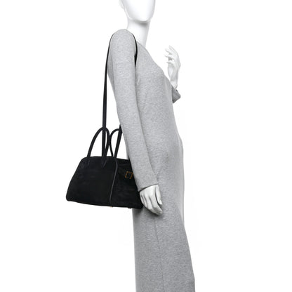The Row Suede Soft Margaux 10 Bag Black 2 of 9