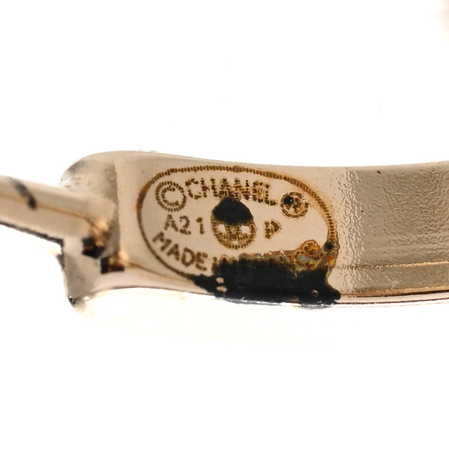 Chanel Crystal Lock Symbols CC Hoop Drop Earrings Gold 4 of 7