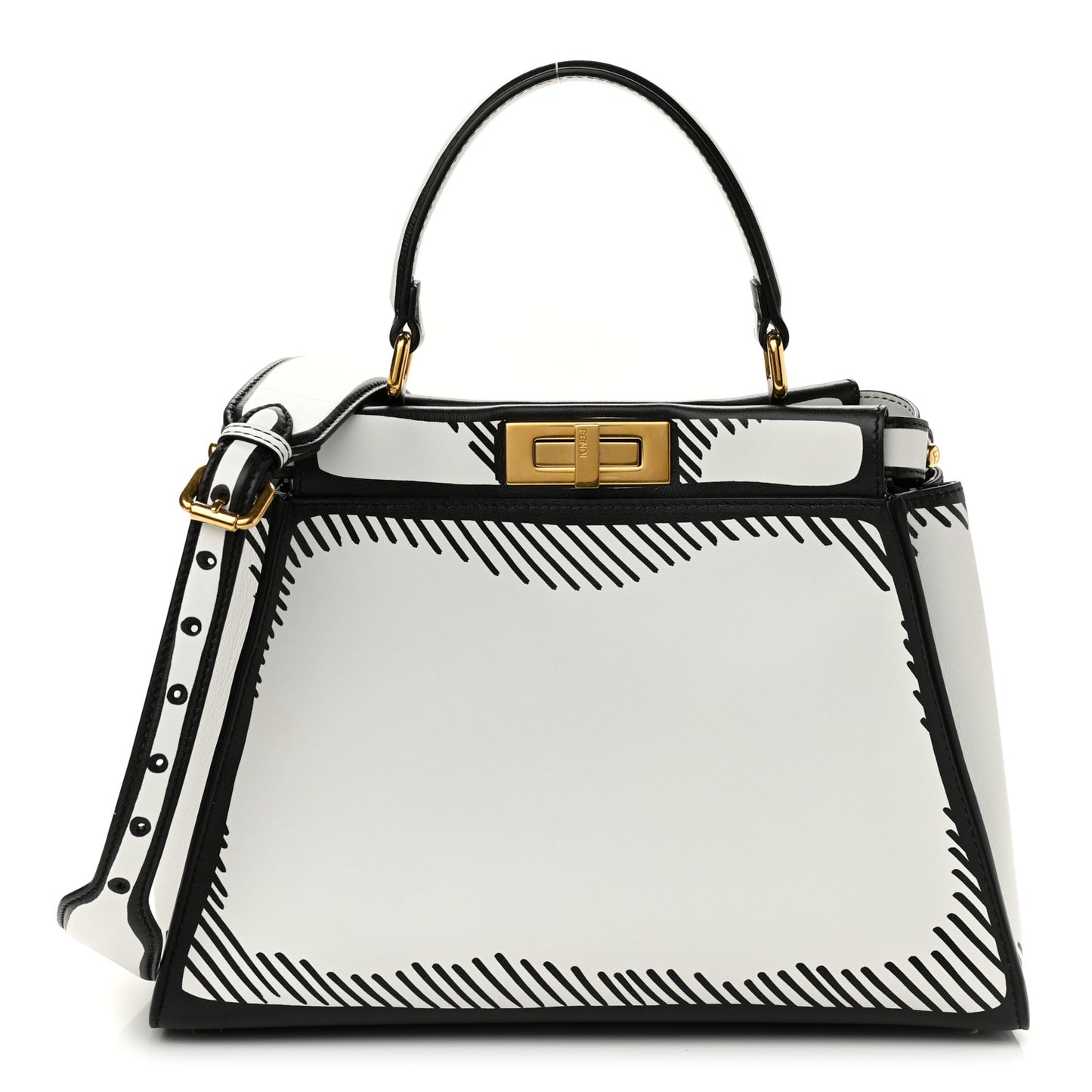 X JOSHUA VIDES Calfskin Medium Peekaboo Iconic Satchel White Black