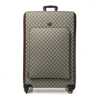 Gucci GG Supreme Monogram Azalea Calfskin Retro Interlocking G Carry On Trolley Beige Ebony Brown Sugar 1 of 9