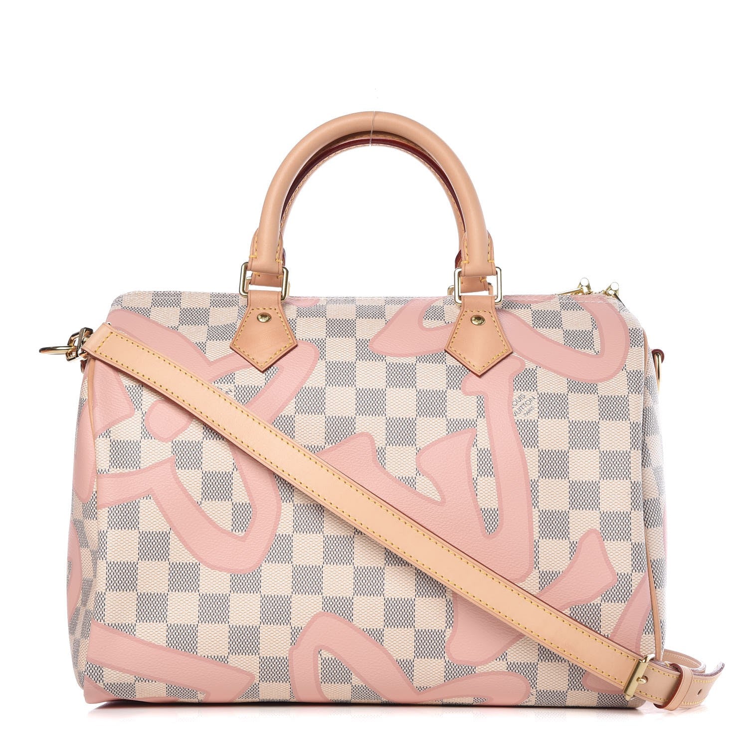 Louis Vuitton Damier Azur Tahitienne Speedy Bandouliere 30 Rose Ballerine 1 of 10