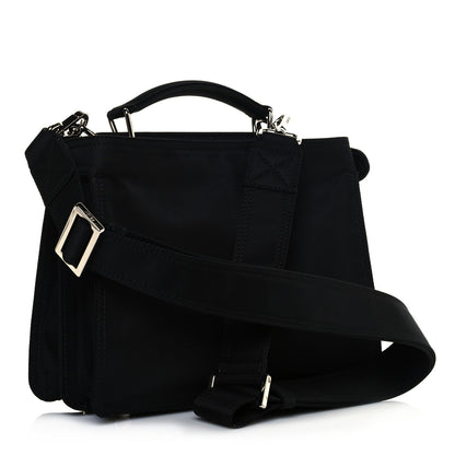 Fendi Nylon Vitello Cover Logo Embossed Mini Peekaboo I SEE U Satchel Black White 4 of 11