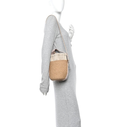 Chloe X MIFUKO Raffia Calfskin Small Woody Basket Shoulder Bag Beige Light Pink 2 of 9