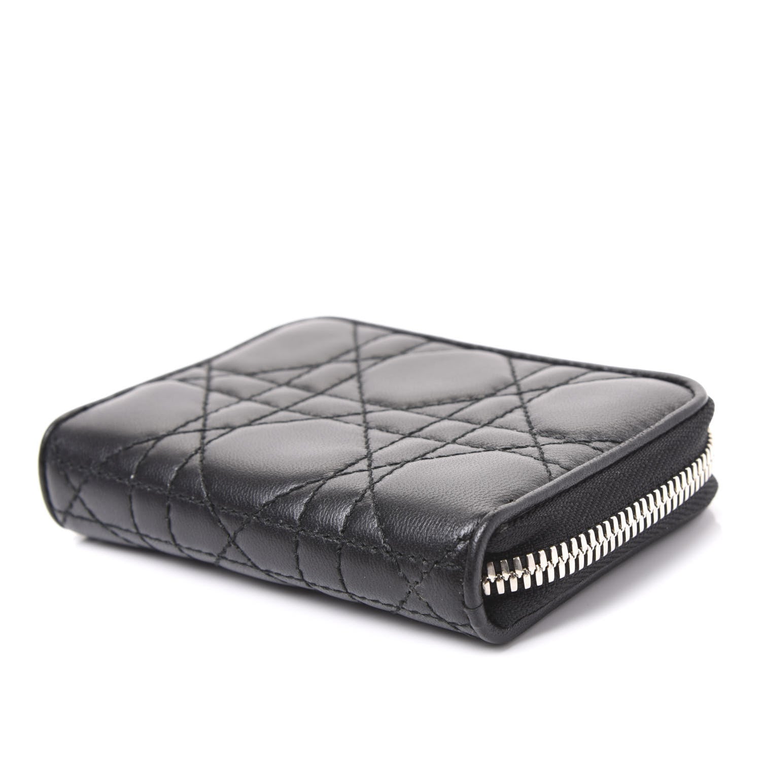 Christian Dior Lambskin Cannage Mini Lady Dior Zip Portemonnaie Black 6 of 8