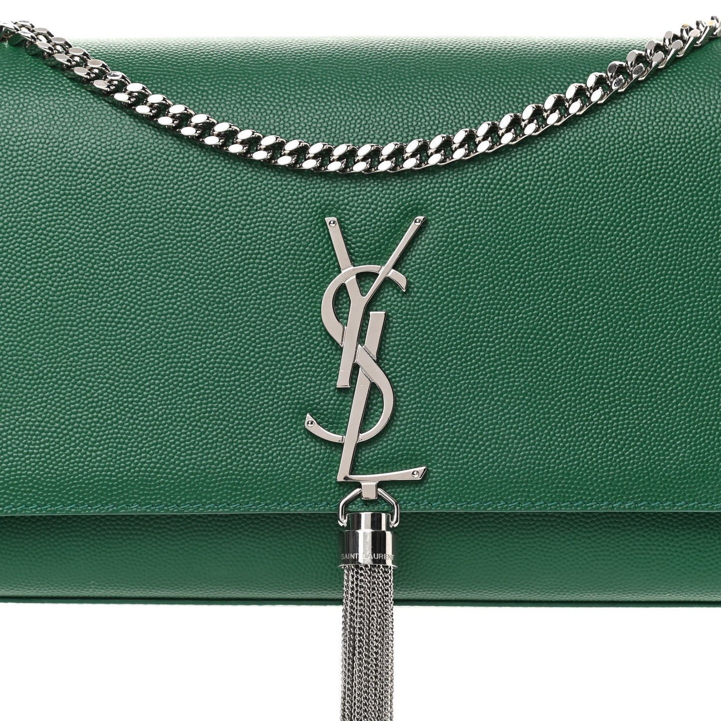 Grain De Poudre Calfskin Medium Classic Monogram Kate Tassel Satchel Green