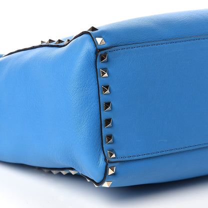 Valentino Garavani Vitello Rockstud Double Handle Tote Blue Fluo 6 of 14