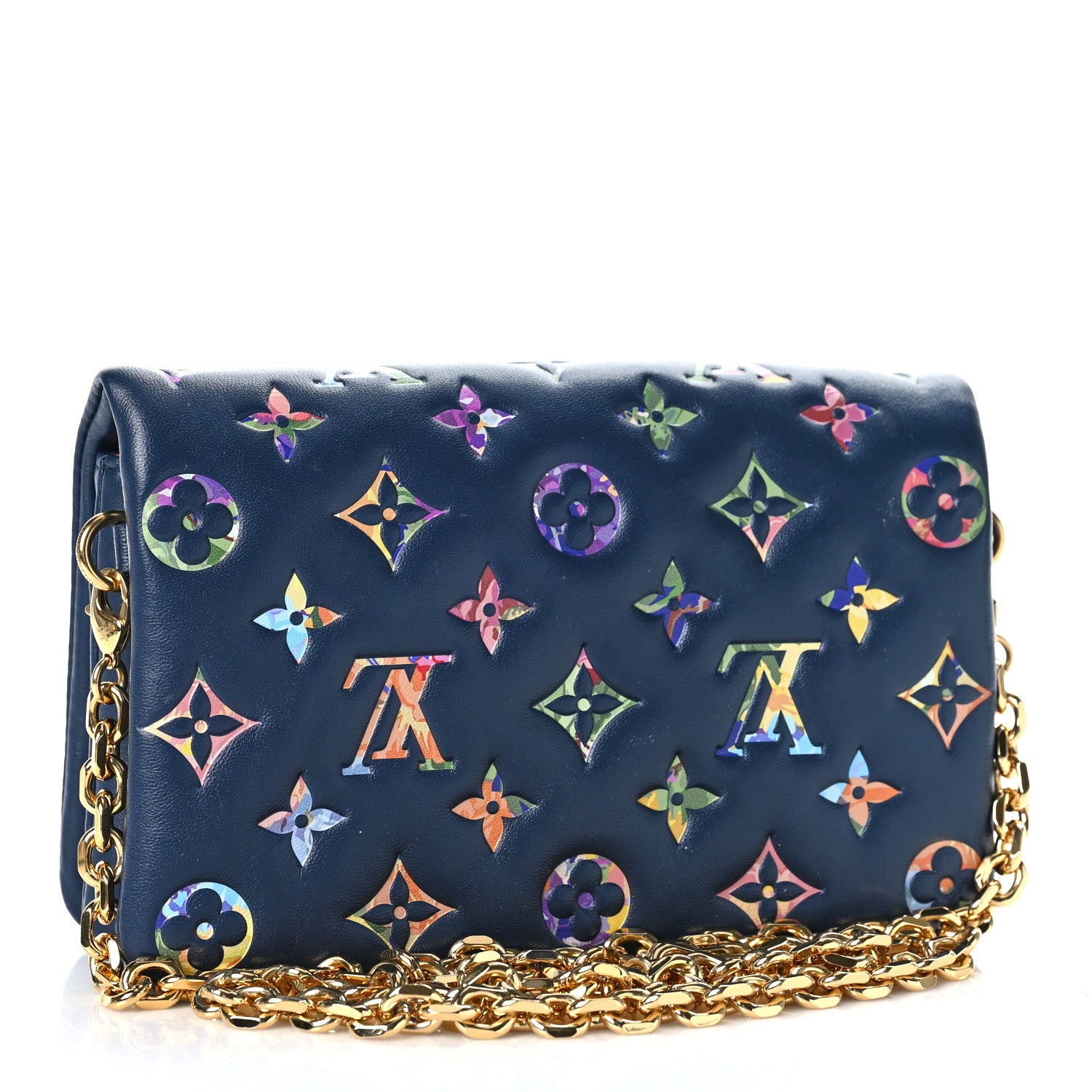 Louis Vuitton Lambskin Embossed Monogram LV Garden Pochette Coussin Navy 3 of 9