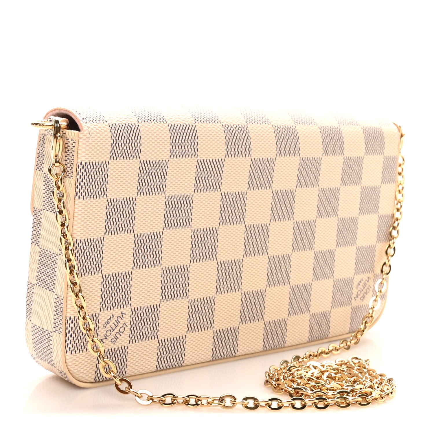 Louis Vuitton Damier Azur Pochette Felicie Chain Wallet Rose Ballerine 3 of 9
