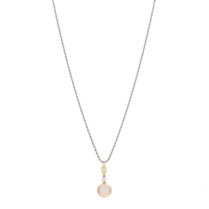 Damiani 18K White Gold Yellow Diamond Pearl Drop Cluster Pendant Necklace 1 of 4