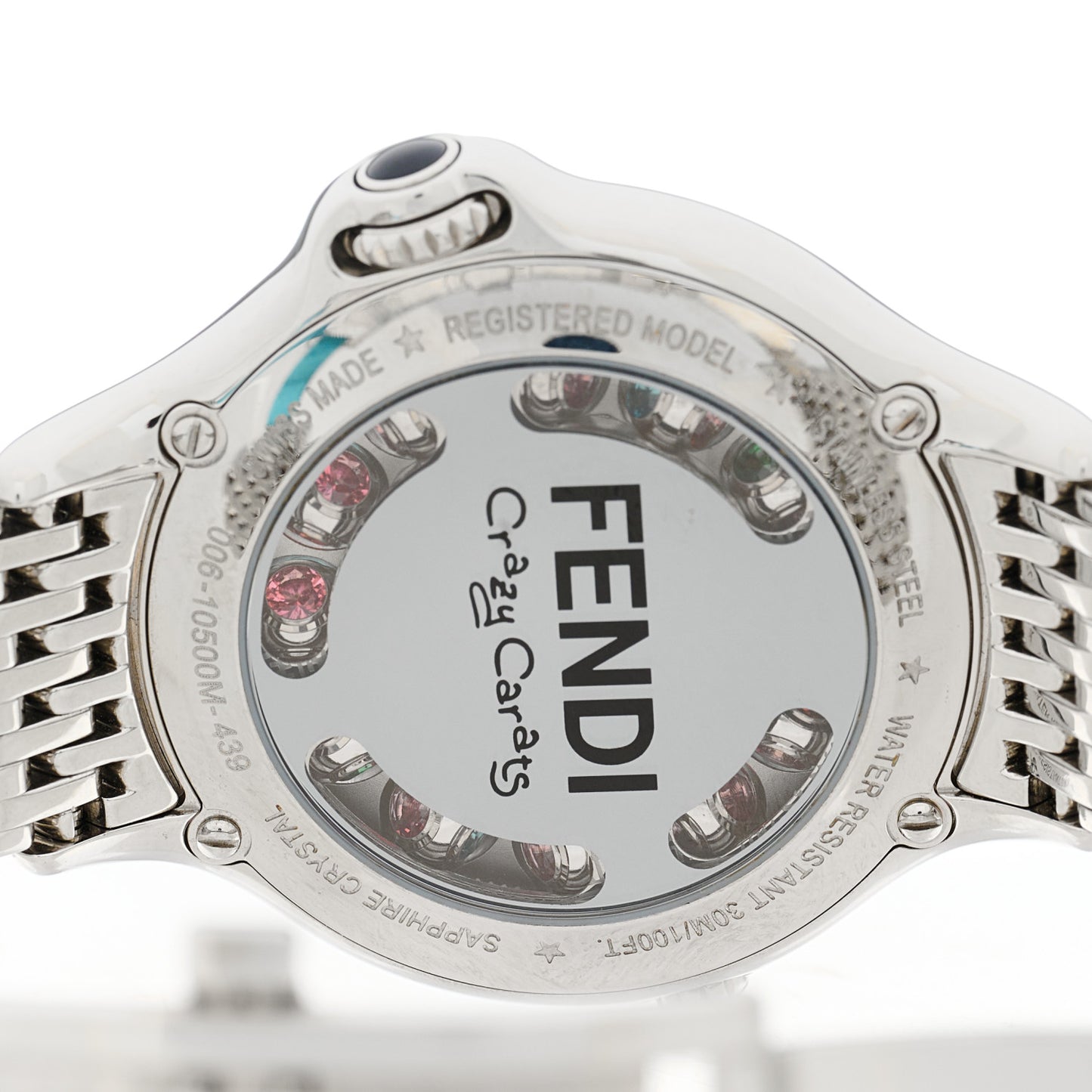 Stainless Steel Diamond Topaz 38mm Crazy Carats Rotating Gem Quartz Watch