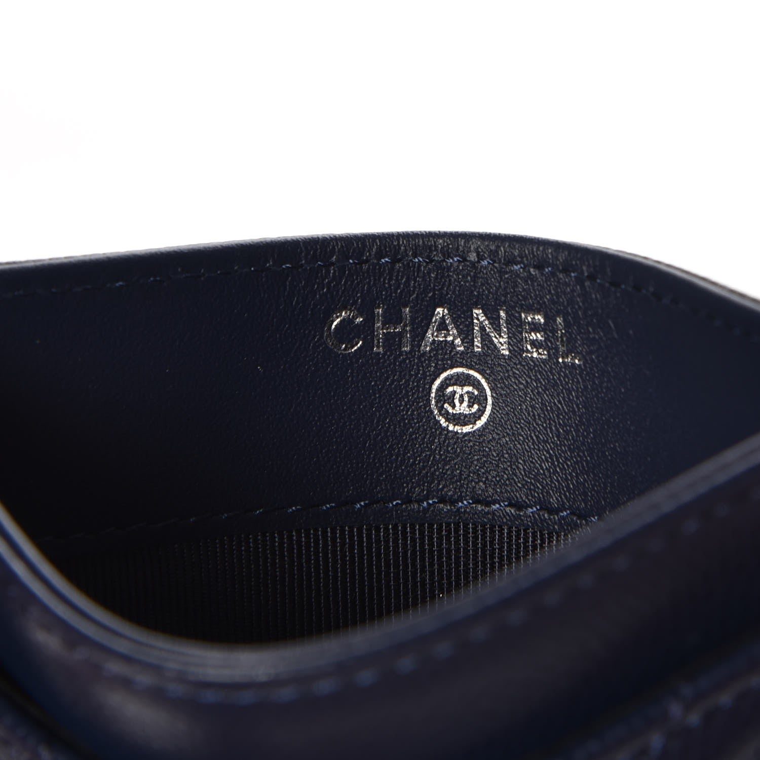 Chanel Caviar Chevron Card Holder Navy 7 of 10