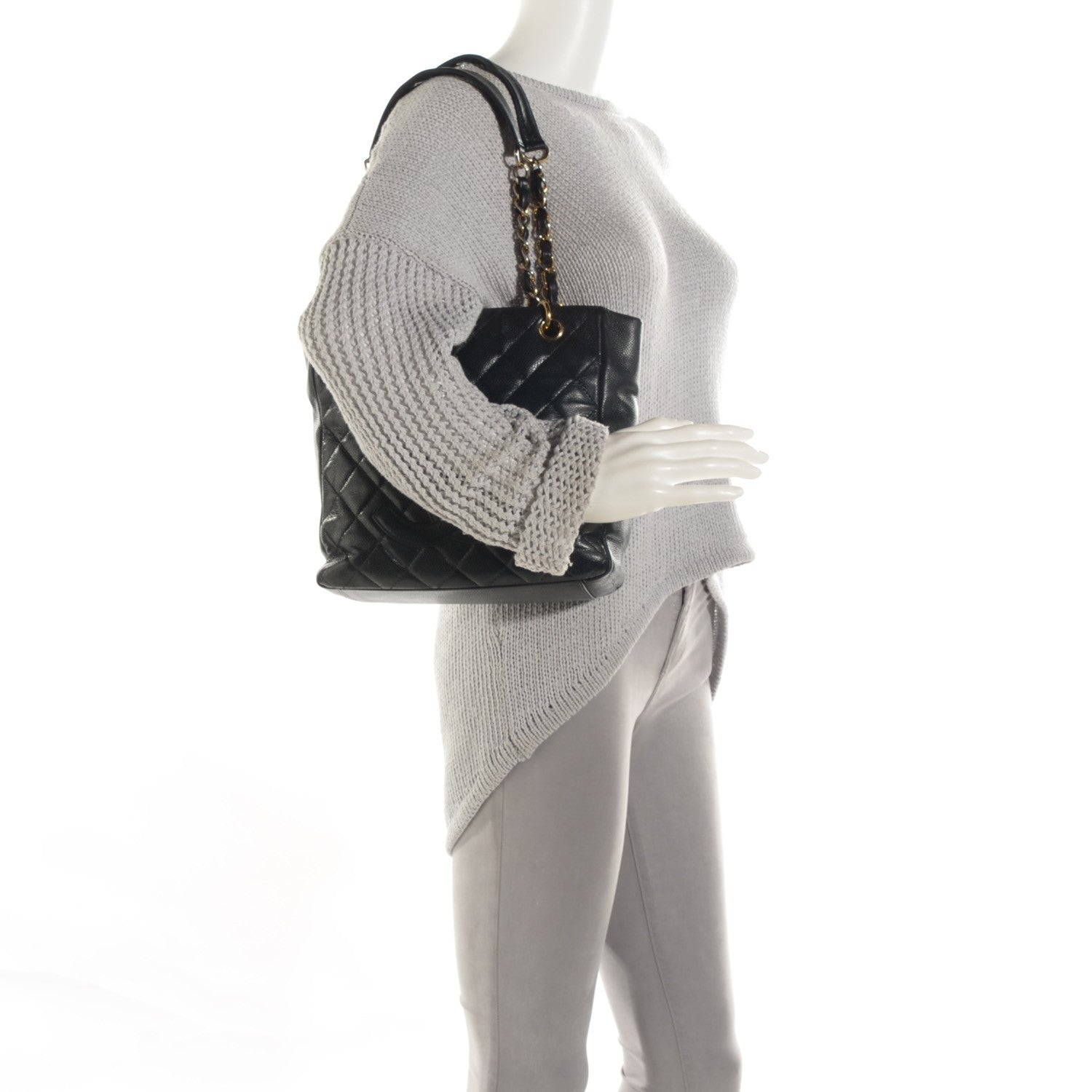 Chanel Caviar Quilted Petit Shopping Tote PST Black 2 of 8