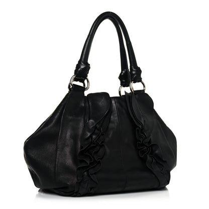 Prada Nappa Ruffle Hobo Black 3 of 15