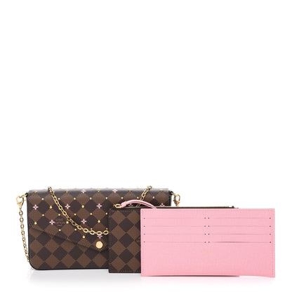 Louis Vuitton Damier Ebene Studded Pochette Felicie Chain Wallet 1 of 9