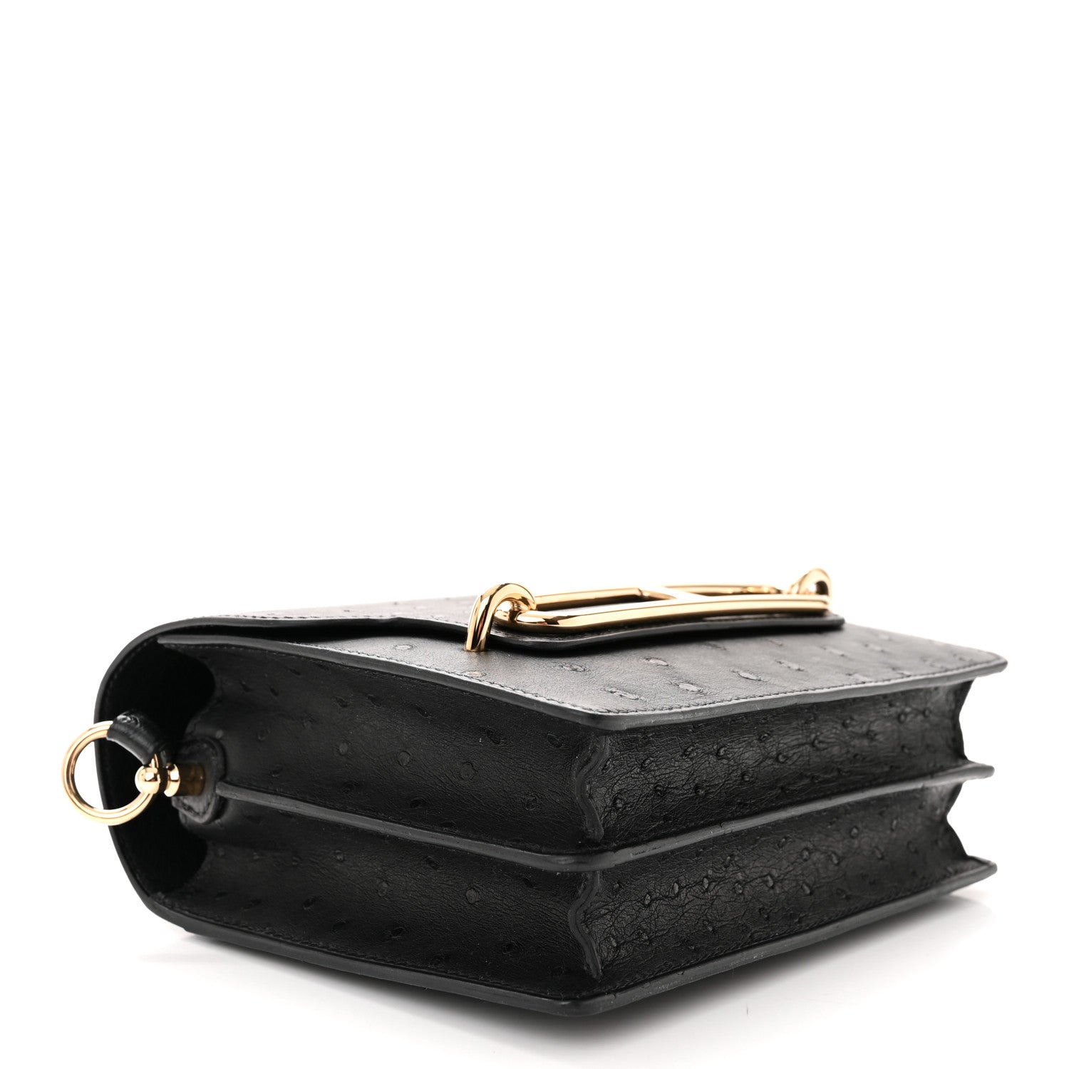 Hermes Ostrich Mini Sac Roulis Black 4 of 10