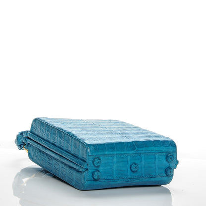Nancy Gonzalez Crocodile Top Handle Box Bag Blue 5 of 10