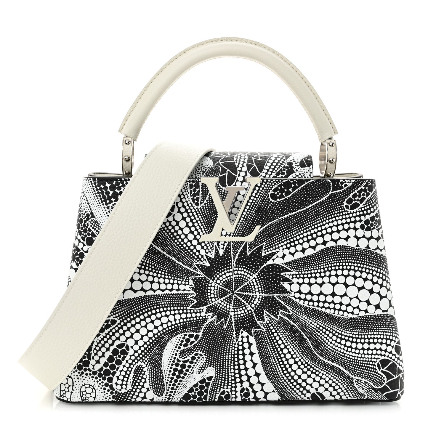 LV X YK Taurillon Psychedelic Capucines MM Black White
