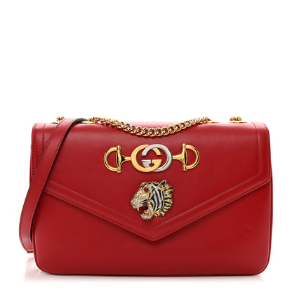 Gucci Vitello Palmellato Lux Crystal Medium Rajah Shoulder Bag Hibiscus Red Multicolor 1 of 12