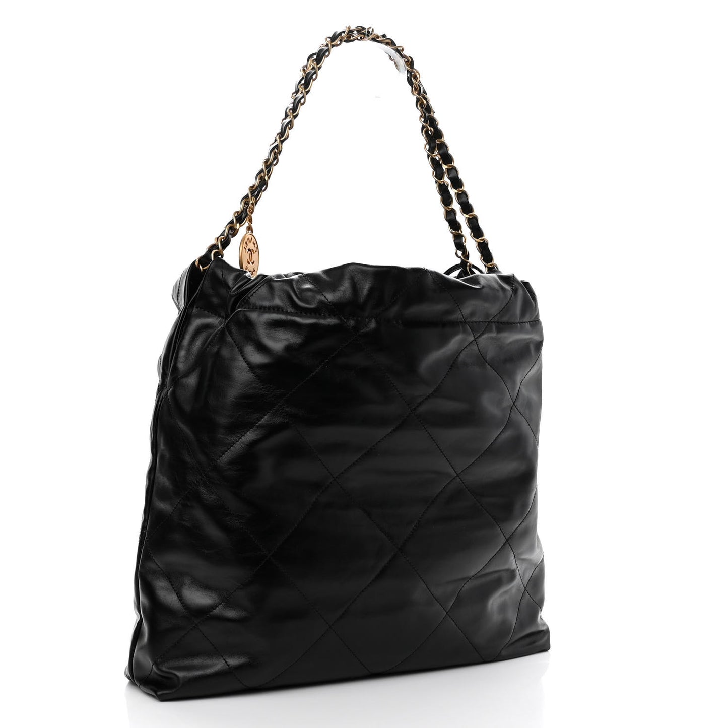 Shiny Calfskin Quilted Chanel 22 Black