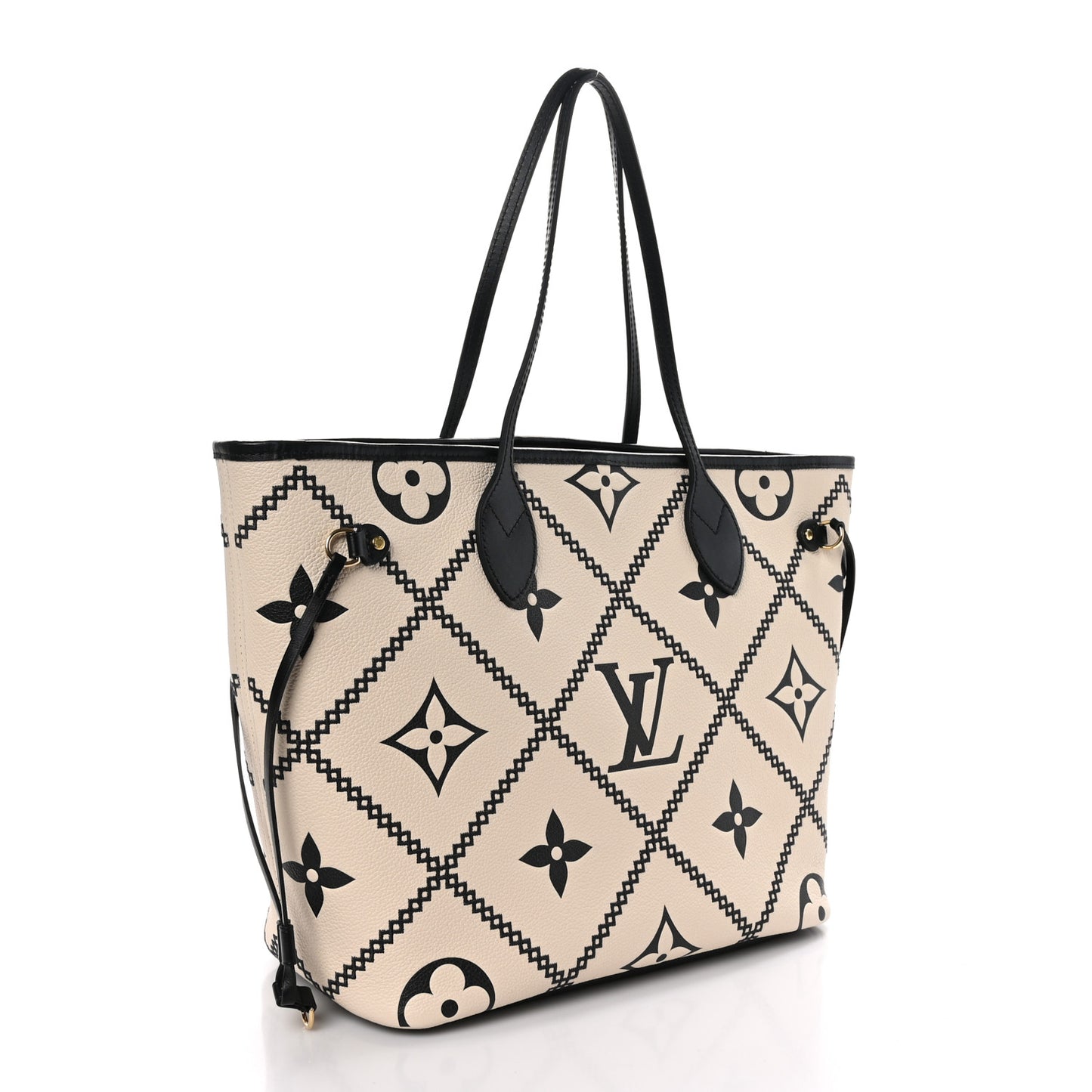 Empreinte Monogram Giant Broderies Neverfull MM Cream Black